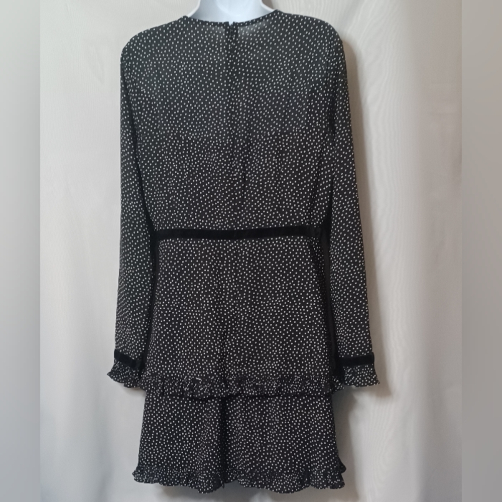 Lulus Women's Black and White Polka-dot Long Sleeve Mini Dress. Size L - Picture 11 of 14